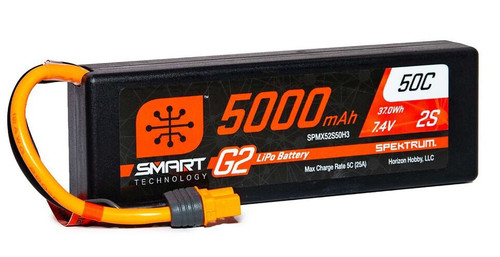 Spektrum 5000mAh 2S 7.4V 50C Smart G2 Hardcase LiPo Battery w/IC3