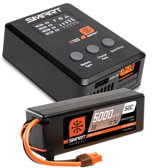Spektrum SMART Powerstage 3S 5000mAh 50C IC3 Surface Bundle w/S100 Charger 