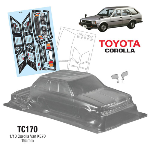 Team C Racing 1/10 DX Corolla KE70 195mm Clear Body Set