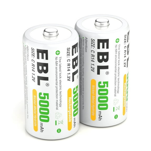 EBL 5000mAh C Size NiMH Rechargable Batteries 2Pack
