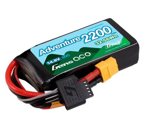 Gens Ace 2200mAh 4S 14.8V 60C Adventure LiPo Battery w/XT60