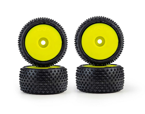 Pro-Line Racing  1/28 Prism Front/Rear Carpet Tyres Mounted for Losi Micro-T Yellow