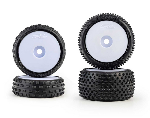 Pro-Line Racing 1/28 Wedge Front & Prism Rear Carpet Tyres Mounted for Losi Micro-B White