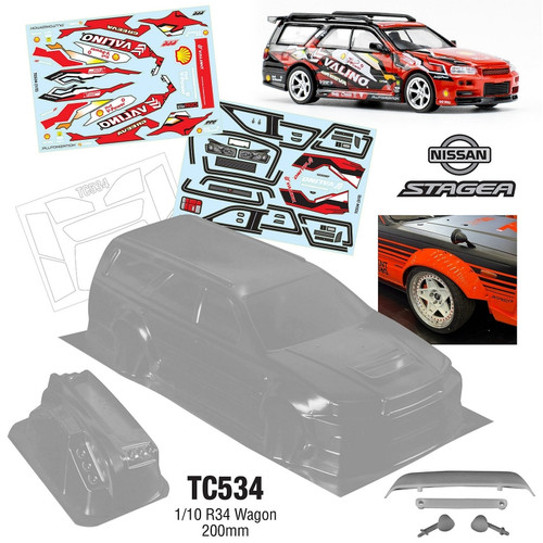 Team C Racing 1/10 R34 Stagea Wagon 200mm Wide Clear Body Set