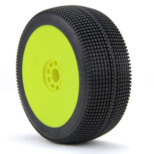AKA 1 8 BUGGY ZIPPS SOFT EVO WHEEL PRE-MOUNTED YELLOW