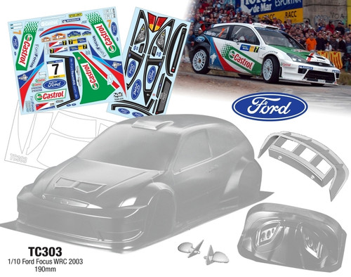 Team C Racing 1/10 Ford Focus WRC 2003 Castrol 190mm Clear Body Set