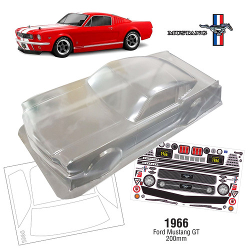Team C Racing 1/10 1966 Ford Mustang GT VTA 200mm Wide WB 258mm Clear Body Set