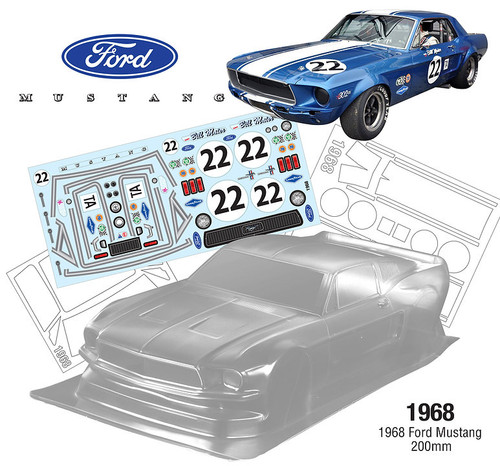Team C Racing 1/10 1968 Ford Mustang Fastback VTA 200mm Wide WB 258mm Clear Body Set