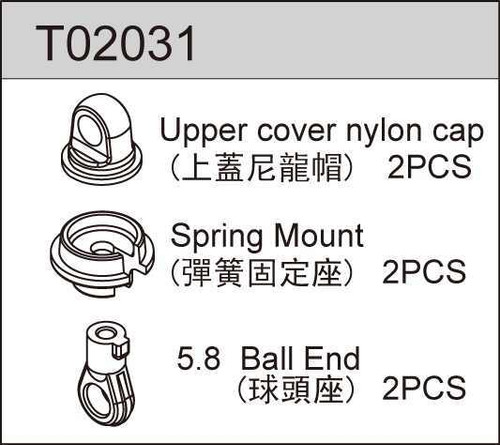 Team C Racing T02031 Plastic Shock End Tc02 Tc02c TC02T Tc02sc Tp02c TS2 TS2TE