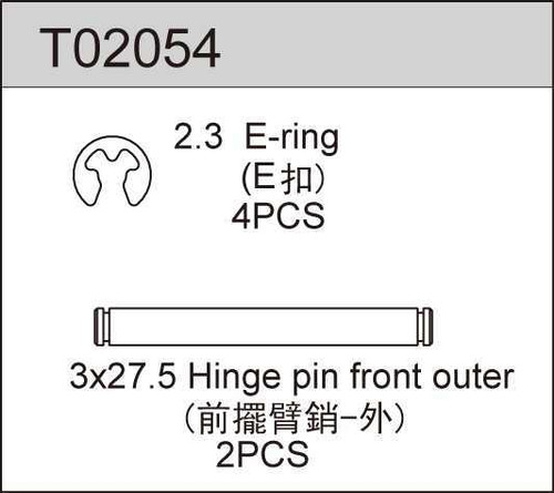 Team C Racing T02054 Hinge Pin Front Outer All 2wd Except Tc02 Evo