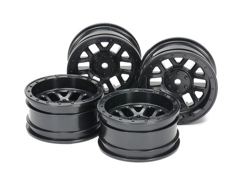Tamiya 51686 CC-02 12-Spoke Wheels 26Pcs mm Width, Offset +6 (Black) 4Pcs