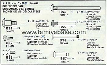 Tamiya 9405499 Fire Dragon Screw Pin Bag