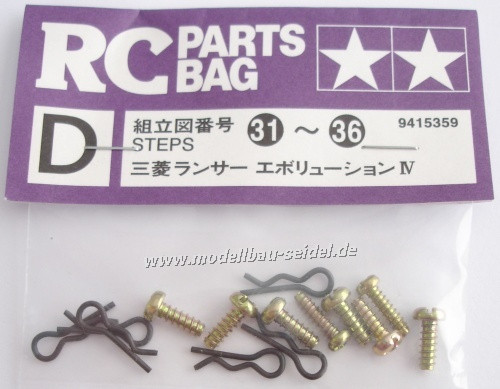 Tamiya 9415359 Metal Parts Bag D-Lancer Evoiv D