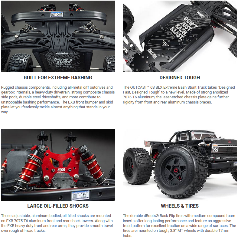 Arrma 1 8 Outcast Extreme Bash Stunt Truck Rtr Black
