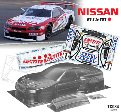 Team C Racing TC034-L 1/10 Nissan R34 GTR 190mm Loctite Body Set