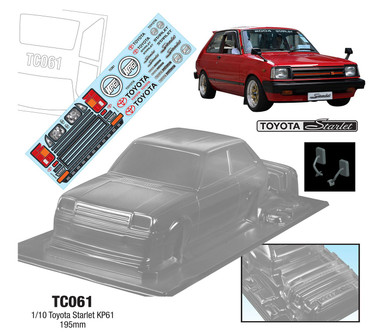STARLET RCスケールモデル Team C Racing TC061 1/10 Toyota Starlet KP61 Clear Body Set