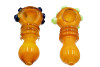 4" Gold Fumed Hand Pipe w/ bead and Ring Decoration