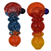 3.75" Multi color silver fumed hand pipe with multi ring decoration 2pk