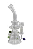 10" Beaker Clear Water Pipe w/ Bead Decoration