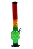 18" Rasta Skull Acrylic Water Pipe