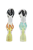 3'' Silver Fumed Double Bubble Chillum w/ Color Work