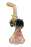 7.5" Gold Fumed Sherlock Bubbler w/ frit work