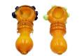 4" Gold Fumed Hand Pipe w/ bead and Ring Decoration