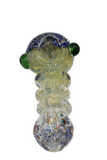 4" Silver Fume Frit and Latticino Hand Pipe