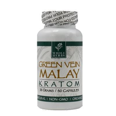 KR-WHC-103 Whole Herbs Kratom - Green vein Malay 36g, 60 count bottle