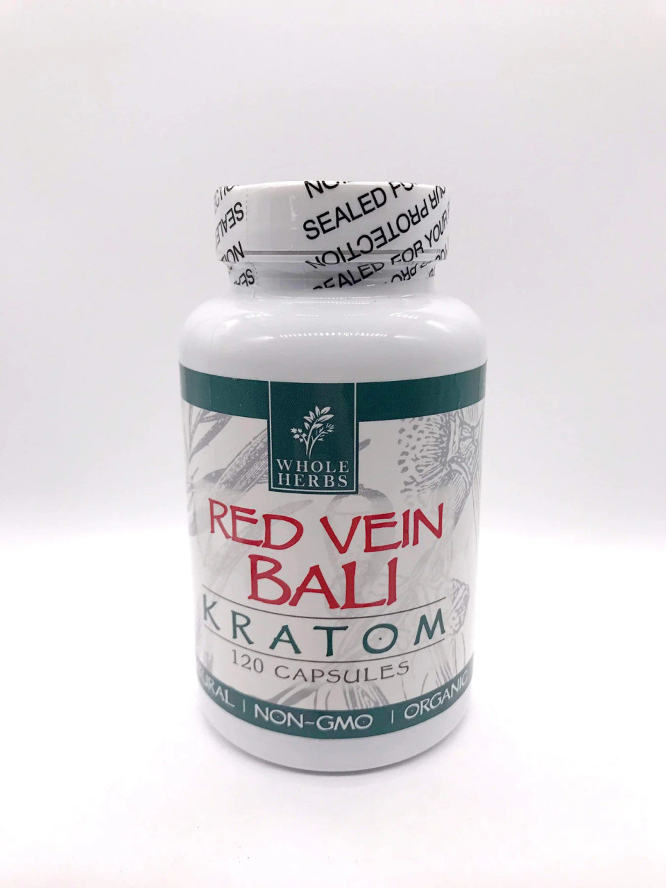 Whole Herbs Kratom - Red Vein Bali 72g, 120ct Bottle