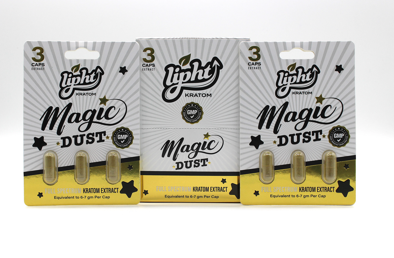 LIPHT KRATOM 3 Caps LIPHT Kratom Extract Magic Dust 3ct Capsules 12pk