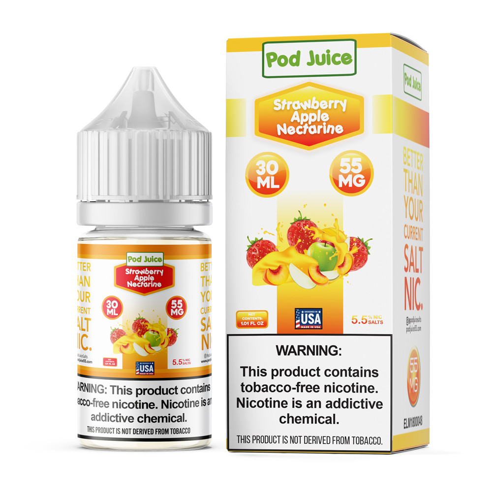 Pod Juice Strawberry Apple Nectarine TF 55mg Salt Nicotine 30ml