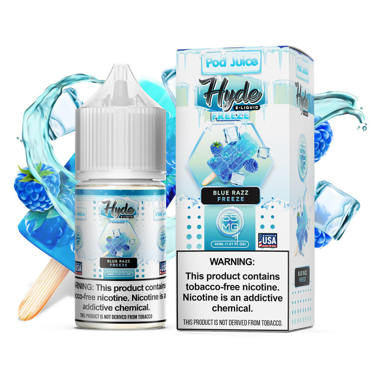 Hyde x Pod Juice Blue Razz Freeze TF 55mg Salt Nicotine 30ml