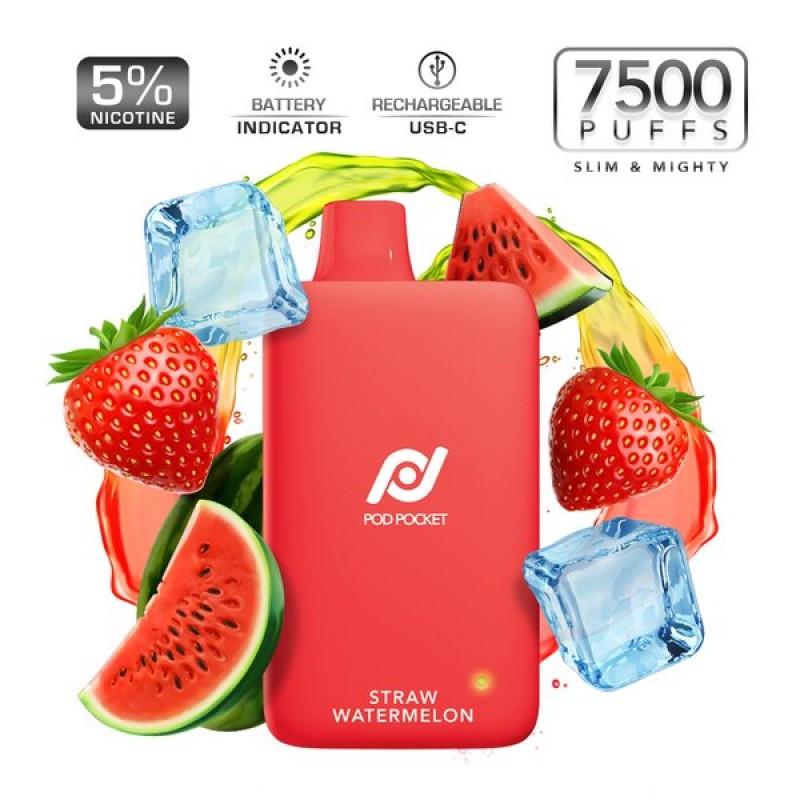 Pod Pocket 7500- Straw Watermelon 5% Nic