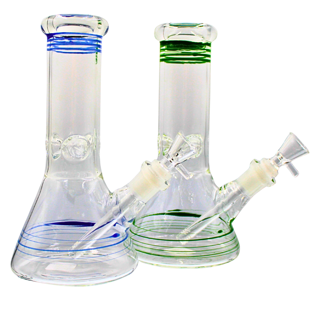 10" Beaker W/ Color Wrap N Rake Mini Water Pipe