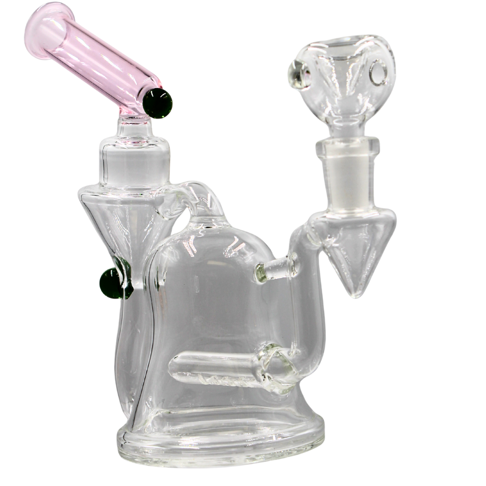 8" Recycler W/ Bead Decoration Mini Water Pipe