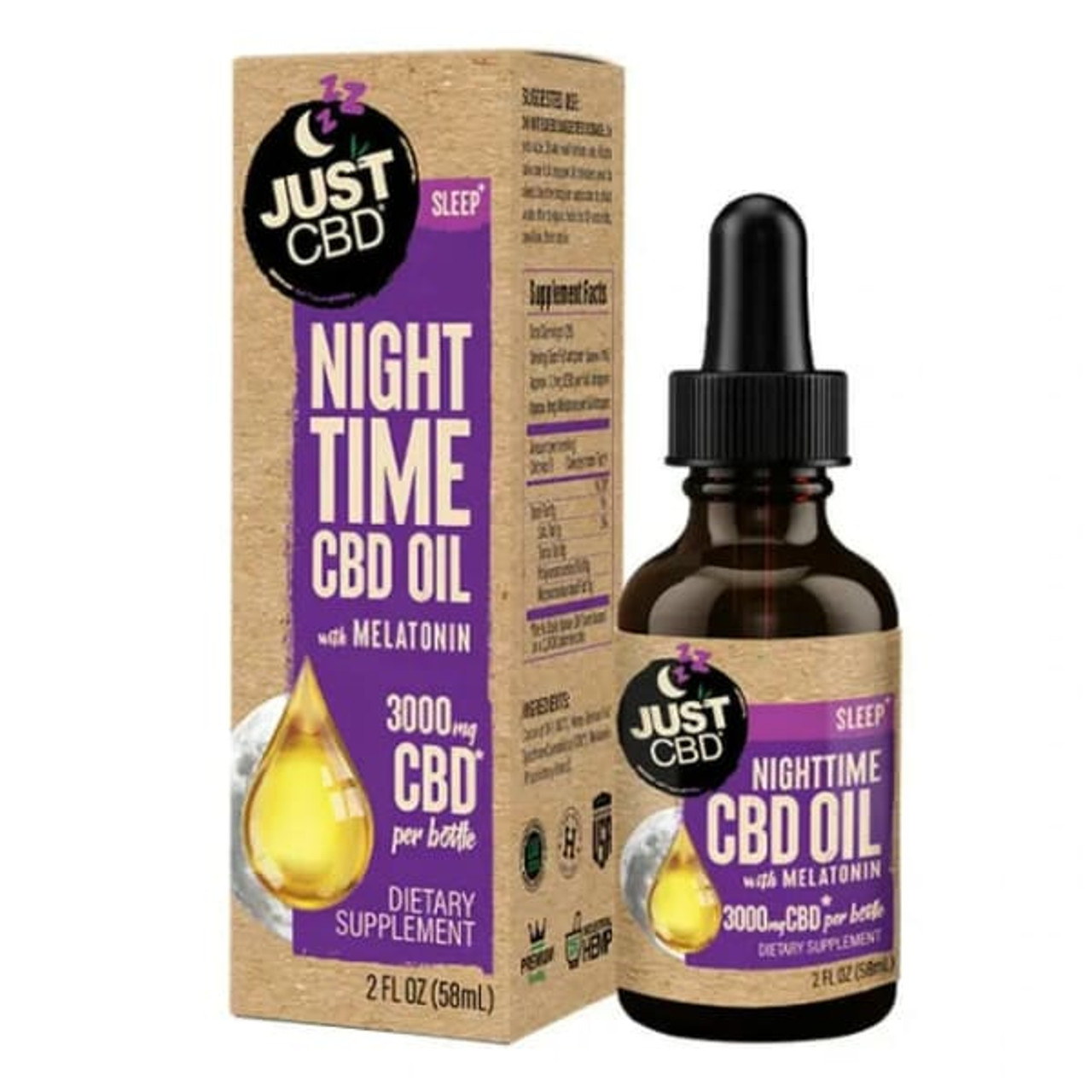 Just CBD Sleep - Night Time CBD Oil w/ Melatonin 3000mg