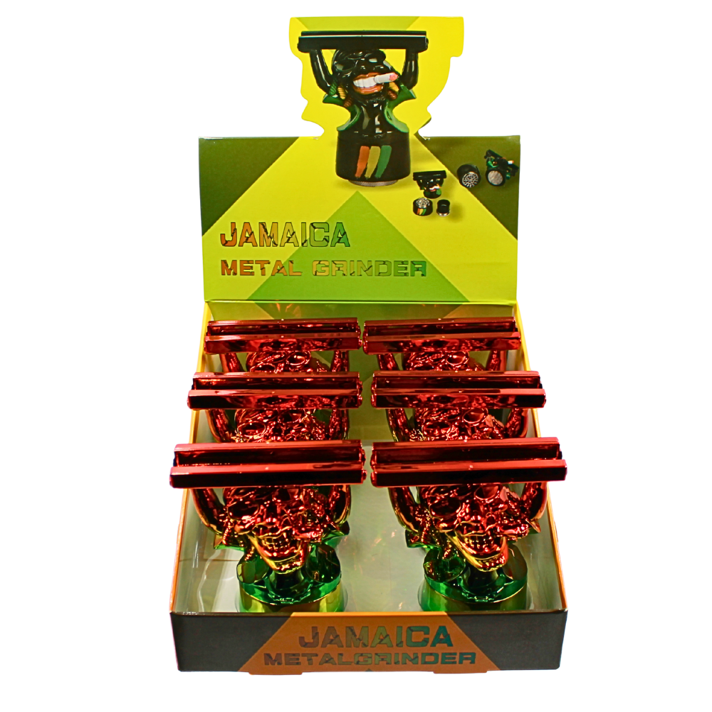 3 Part Shiny Rastafarian Grinder Display 6ct