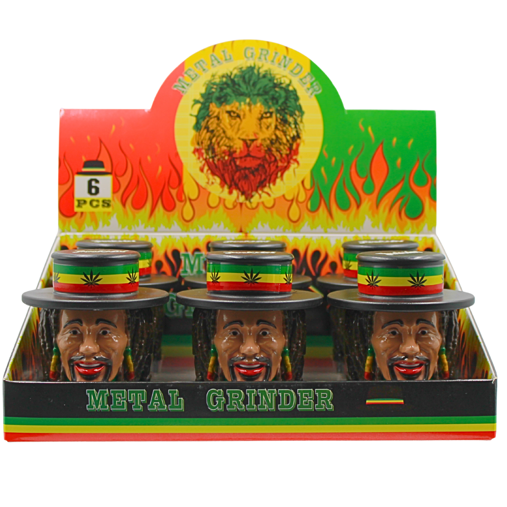 3 Part Rastafarian Grinder Display 6pc