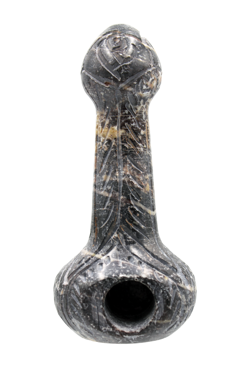 5" Round Carved Stone Spoon Hand Pipe