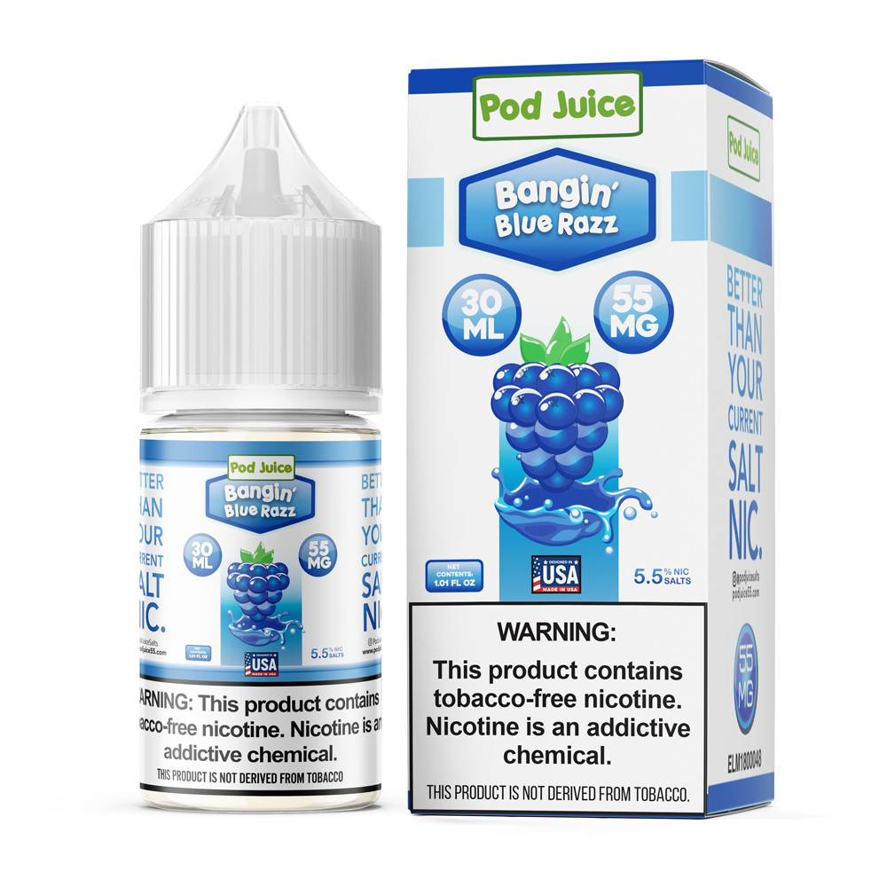 Pod Juice Bangin Blue Razz TF (Jolly Blue Razz)35mg Salt Nicotine 30ml