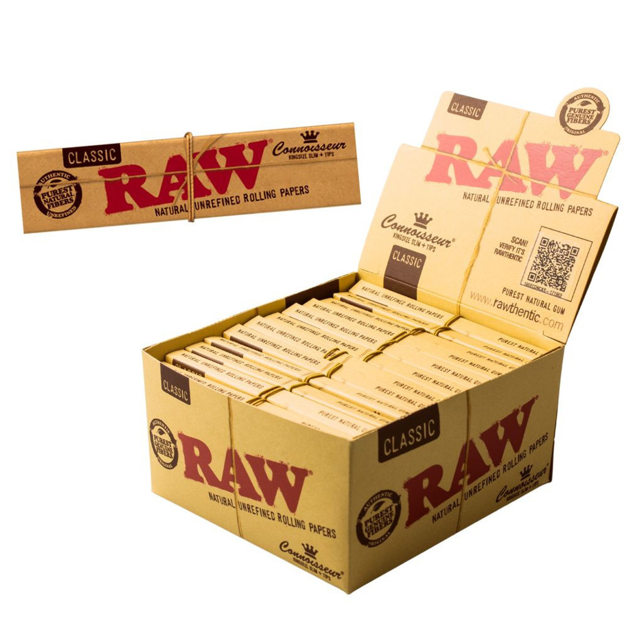 Raw Classic Connoisseur King Slim Size papers + Tips 32ct/24pk