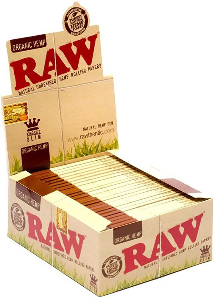 Raw Organic Hemp King Slim Size Papers 32ct/50pk