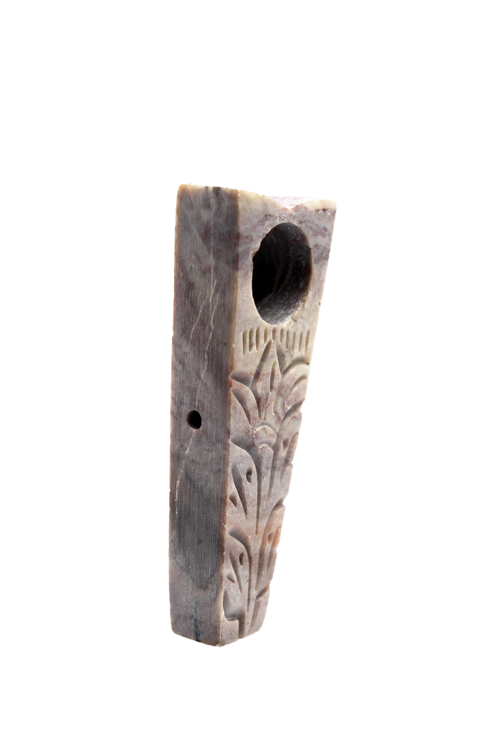 3" Carved Flat Stone Hand Pipe