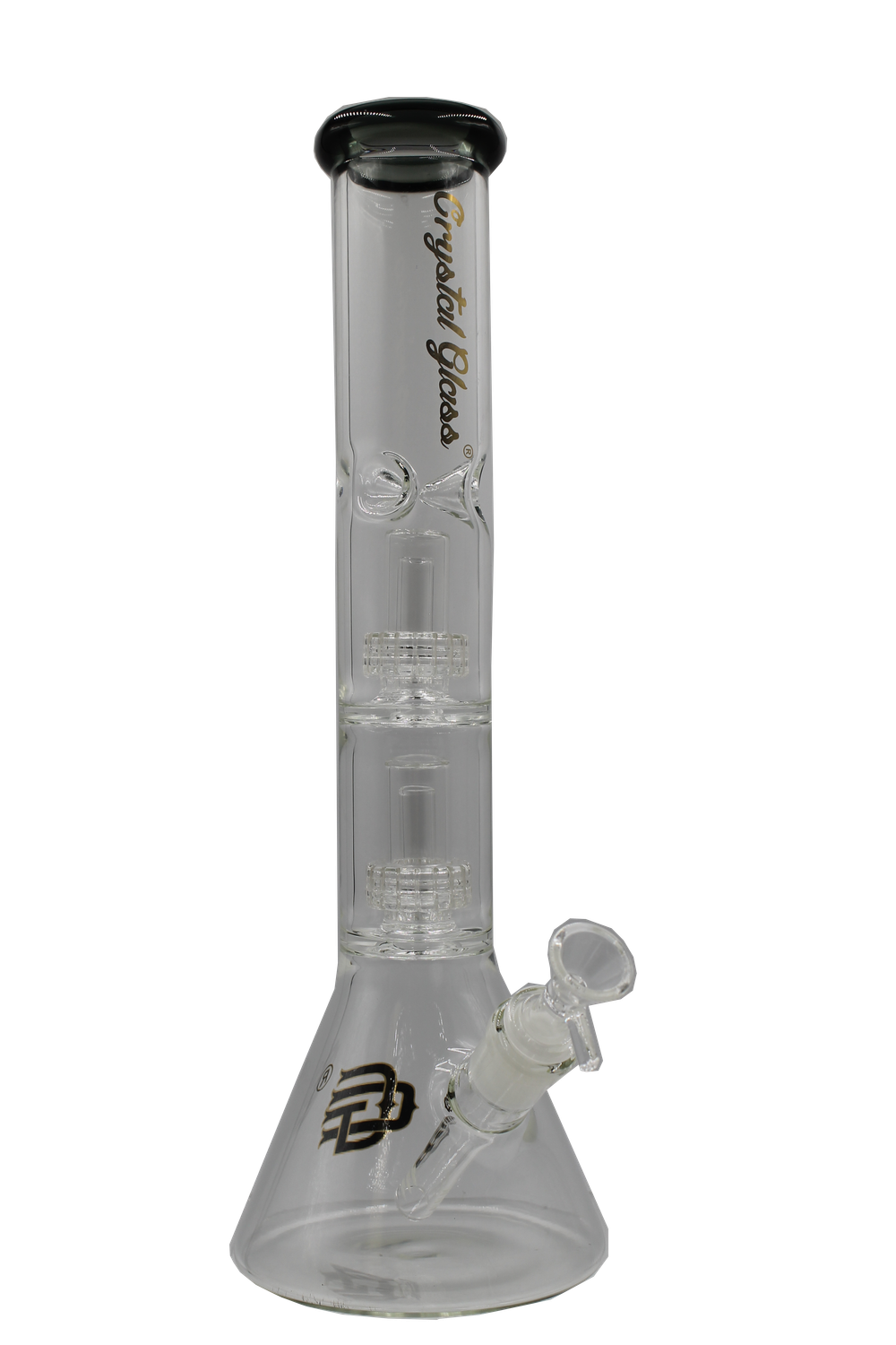15" Crystal Glass Double Perk  w/ Color Rim Accent Water Pipe