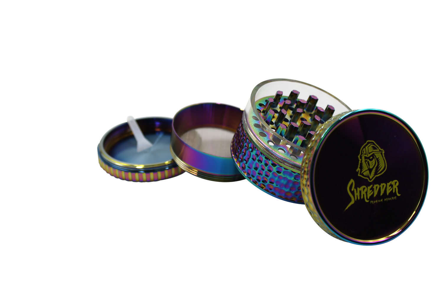 Shredder 4Part 65mm Hammered Rainbow Grinder w/window #35