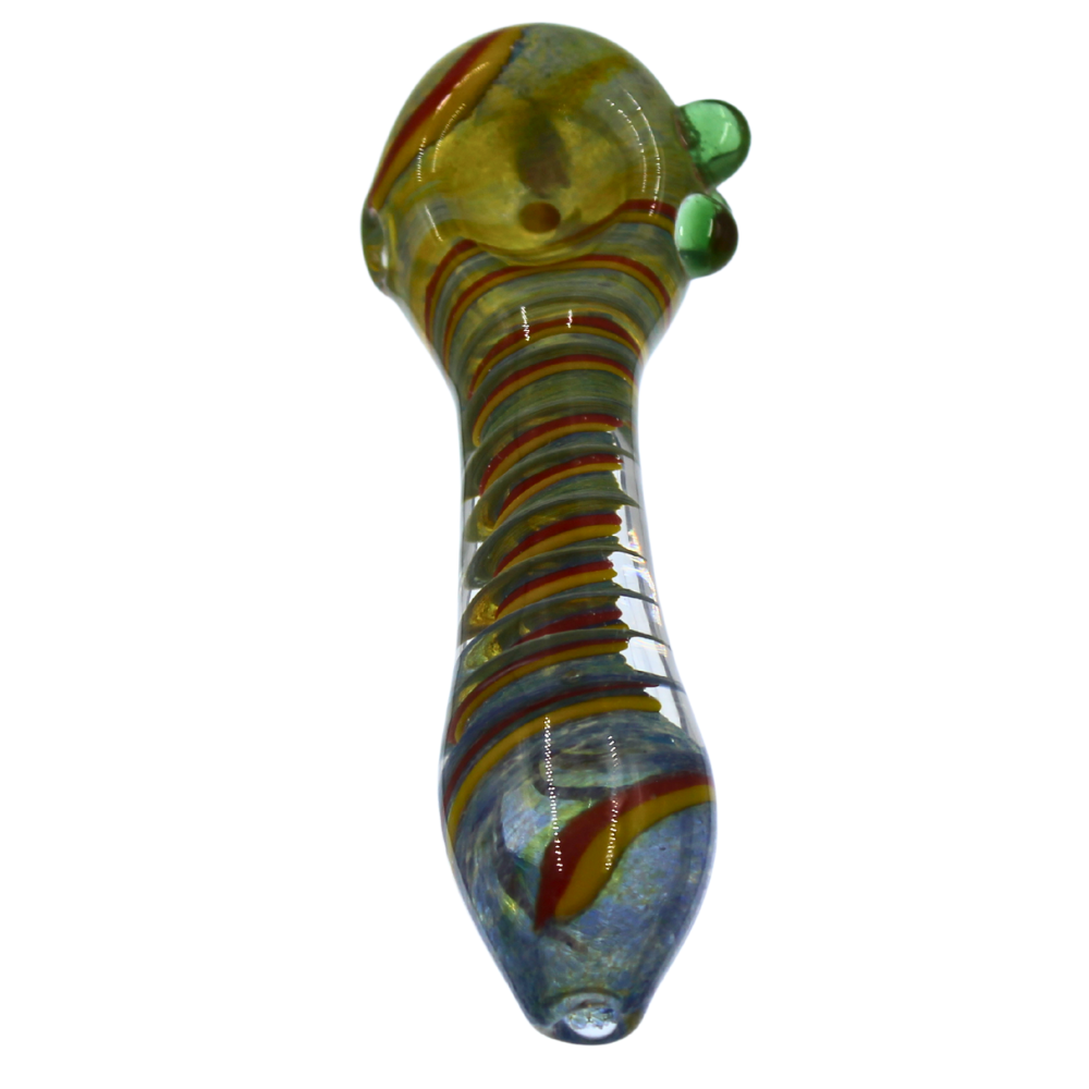 4.5" Gold Fumed Swirl with Beads Hand Pipe