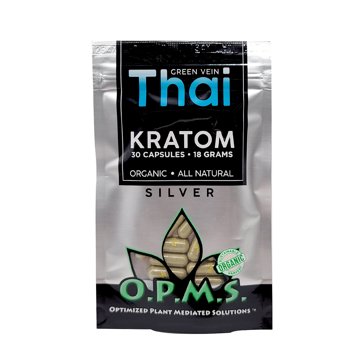 OPMS Silver Green vein Thai 30 caps Kratom