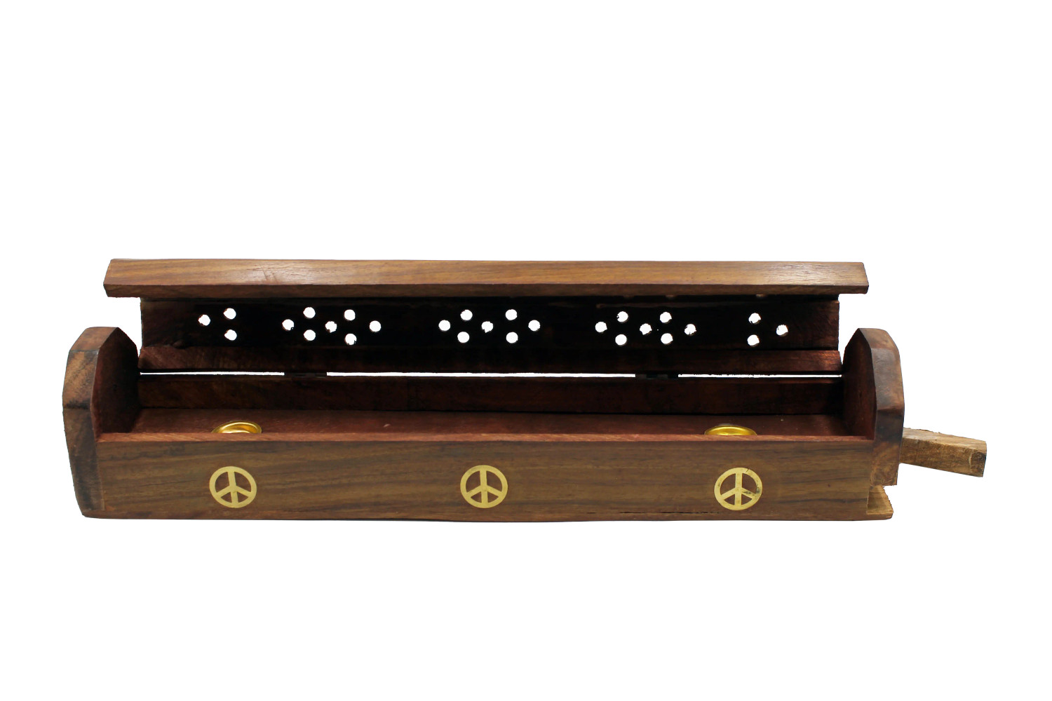 Dark Brown Coffin Box w/ Peace Sign