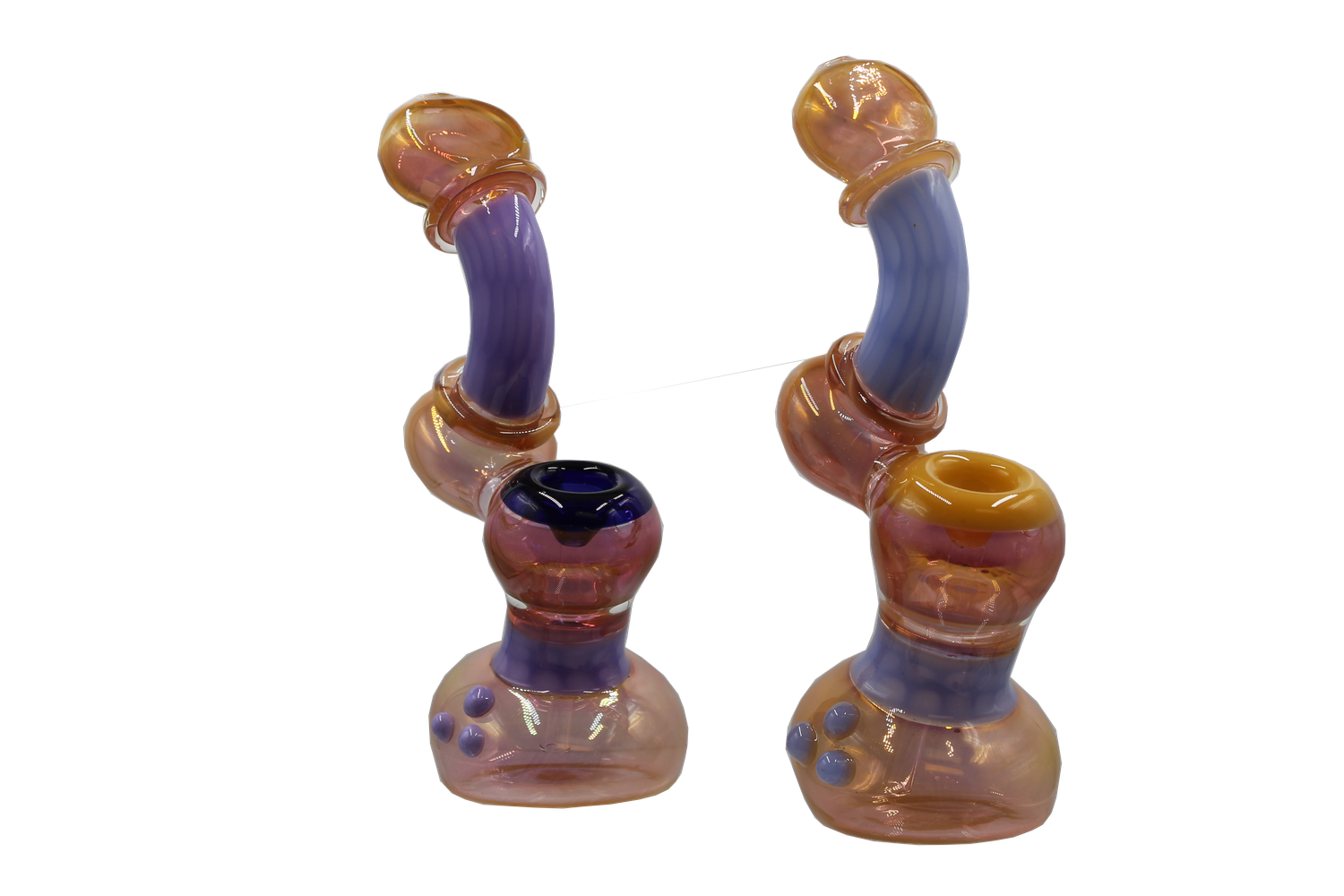 8" Gold Fumed W/ Air Pocket Work Sherlock Bubbler